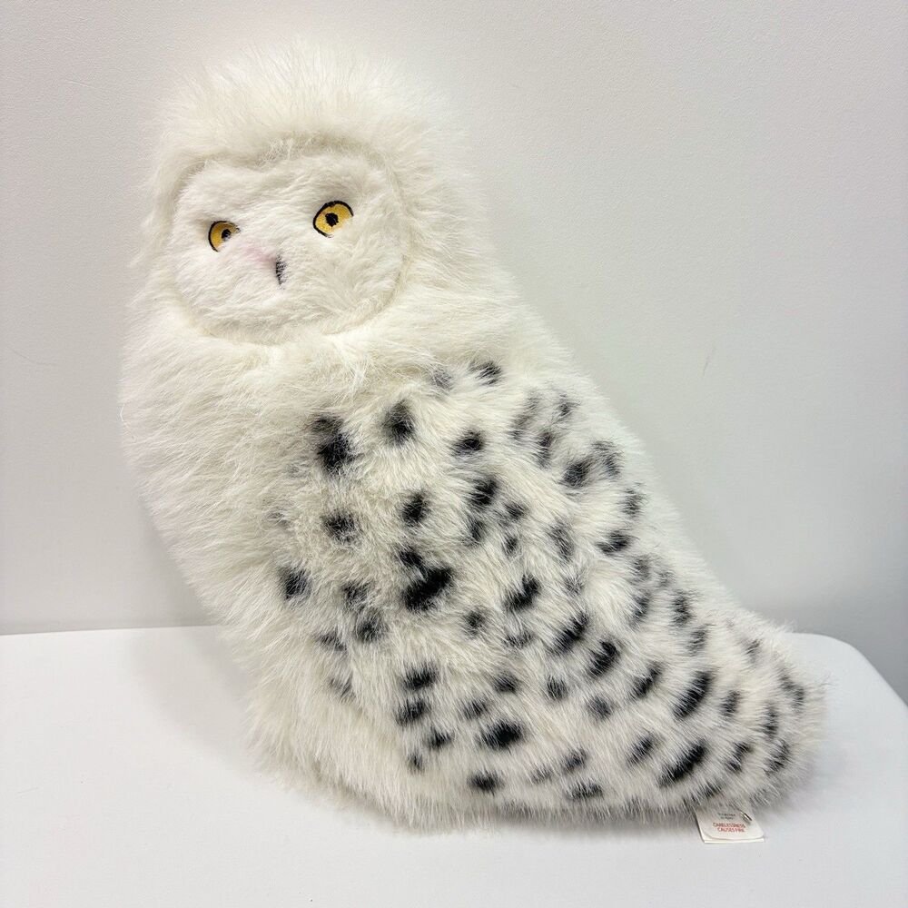 CL Snow Owl Plush Yellow Eyes Embroidery Rare 20” Tall HTF Owl Stuffed Animal